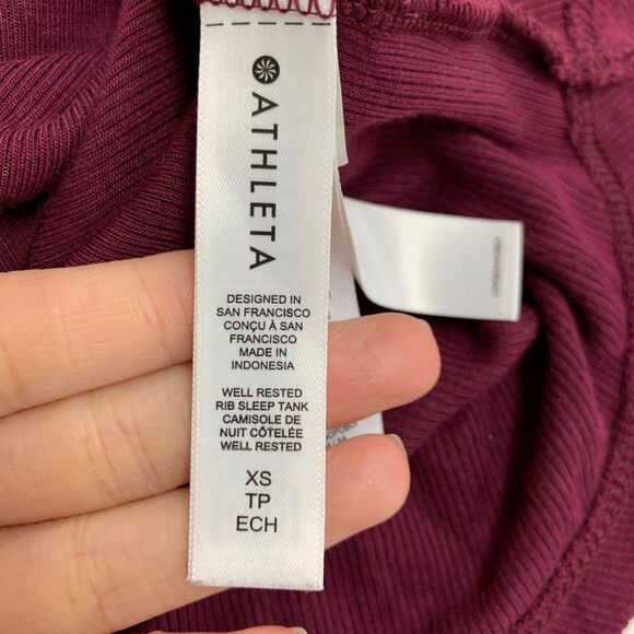 Athleta Well Rested Rib Sleep Tank Top Womens XS Extra Small Burgundy Breathable - Picture 8 of 13